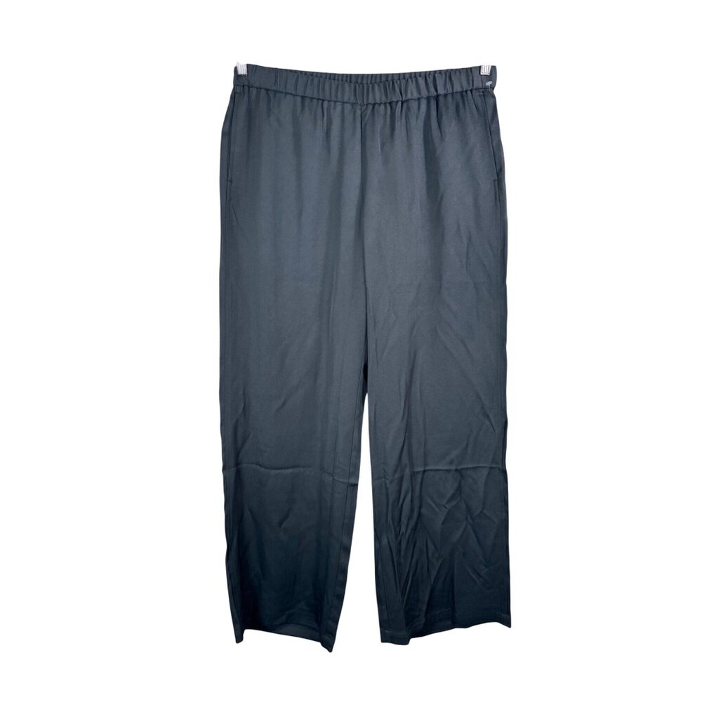 J.Jill‎ wide leg satin viscose pull on pants charcoal 90s minimalist sz L